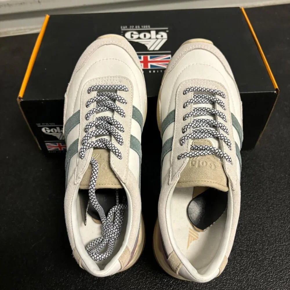 Gola Women's White and Pink Suede-Trim Sneakers - Picture 10 of 11
